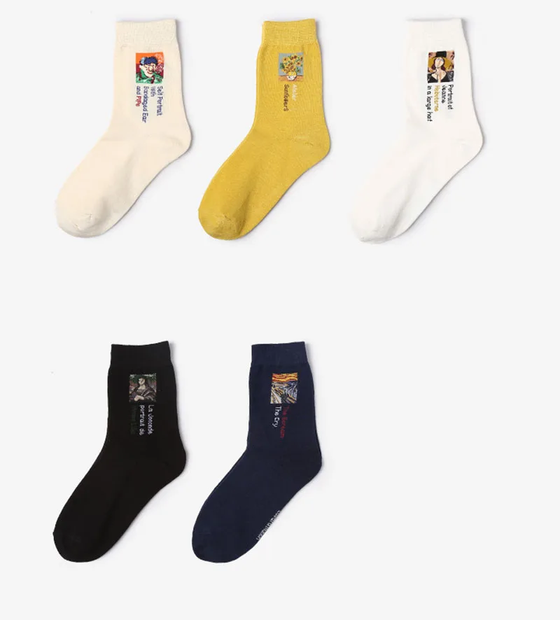 Urgot 6 пар Ван Гог живопись повседневное для женщин хлопковые носки живопись Винтаж абстрактный креативные носки для мужчин унисекс летн