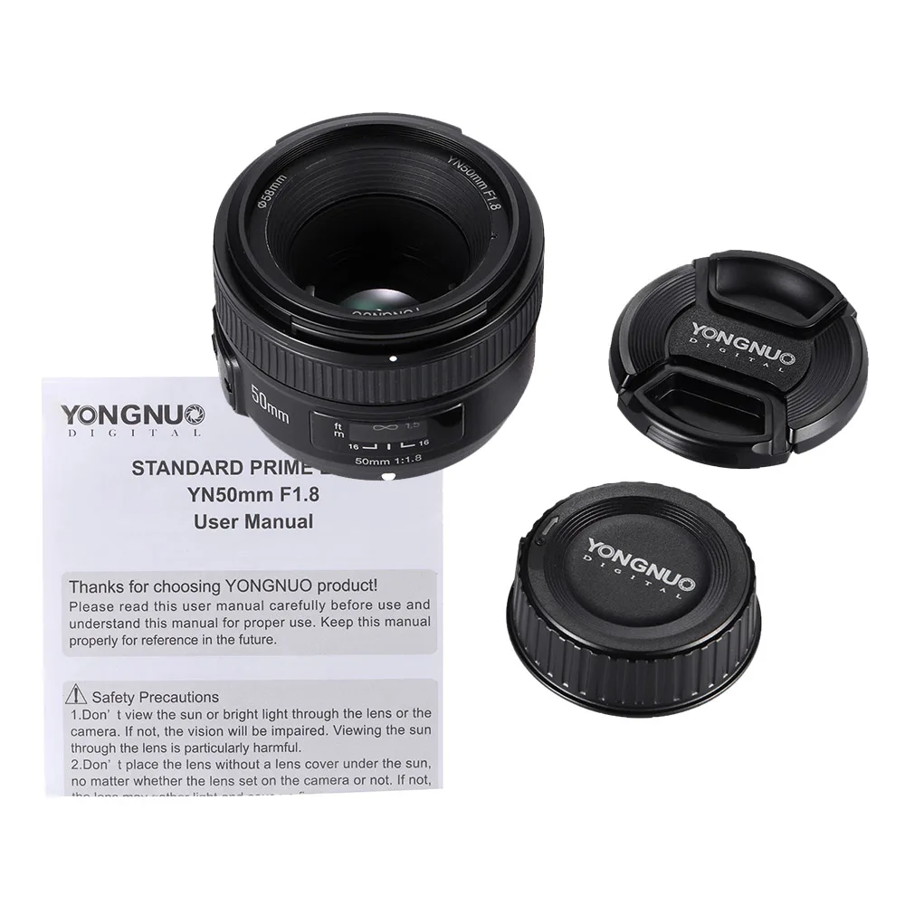 YONGNUO YN 50 мм YN50mm F1.8 Большая диафрагма Авто Фокус объектив для Nikon D800 D300 D700 D3200 D3300 D5100 D5200 D5300 DSLR камеры