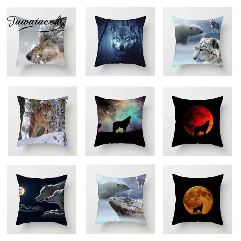 

Fuwatacchi Natural Animal Cushion Cover Wolf Dog Soft Throw Pillow Cover Decorative Sofa Pillow Case Pillowcase