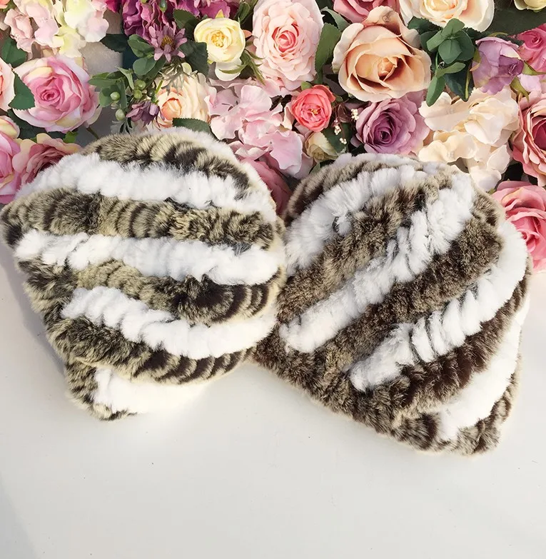 

New Mink Fur Woven Fur Hat Earmuff Ball Winter Warm Sweet Cute Fur Cap