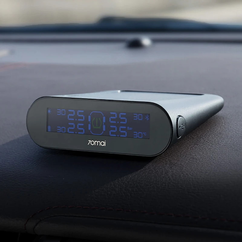 Xiaomi 70mai Автомобильный датчик TPMS Датчик давления в шинах монитор солнечной энергии Двойная зарядка через usb 4 встроенных датчика s система сигнализации