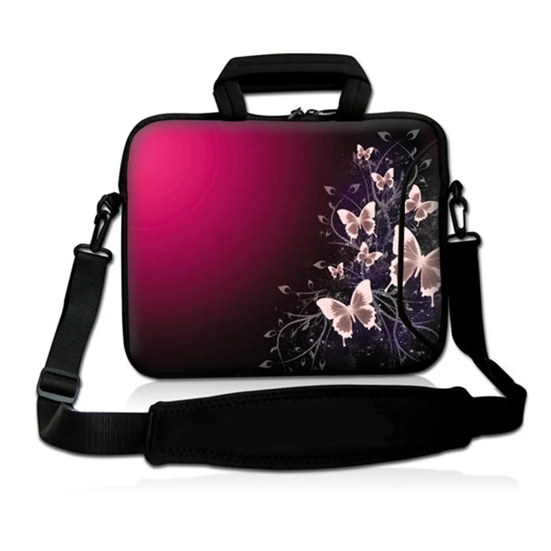 Pink Butterfly 10"Laptop Carrying Bag Sleeve Case Cover w/Side Pocket