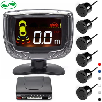 

6 Sensors 22mm Buzzer Car LCD Parking Sensor Monitor Kit Display Auto Reverse Backup Radar Monitor System 12V 6 Colors Optional