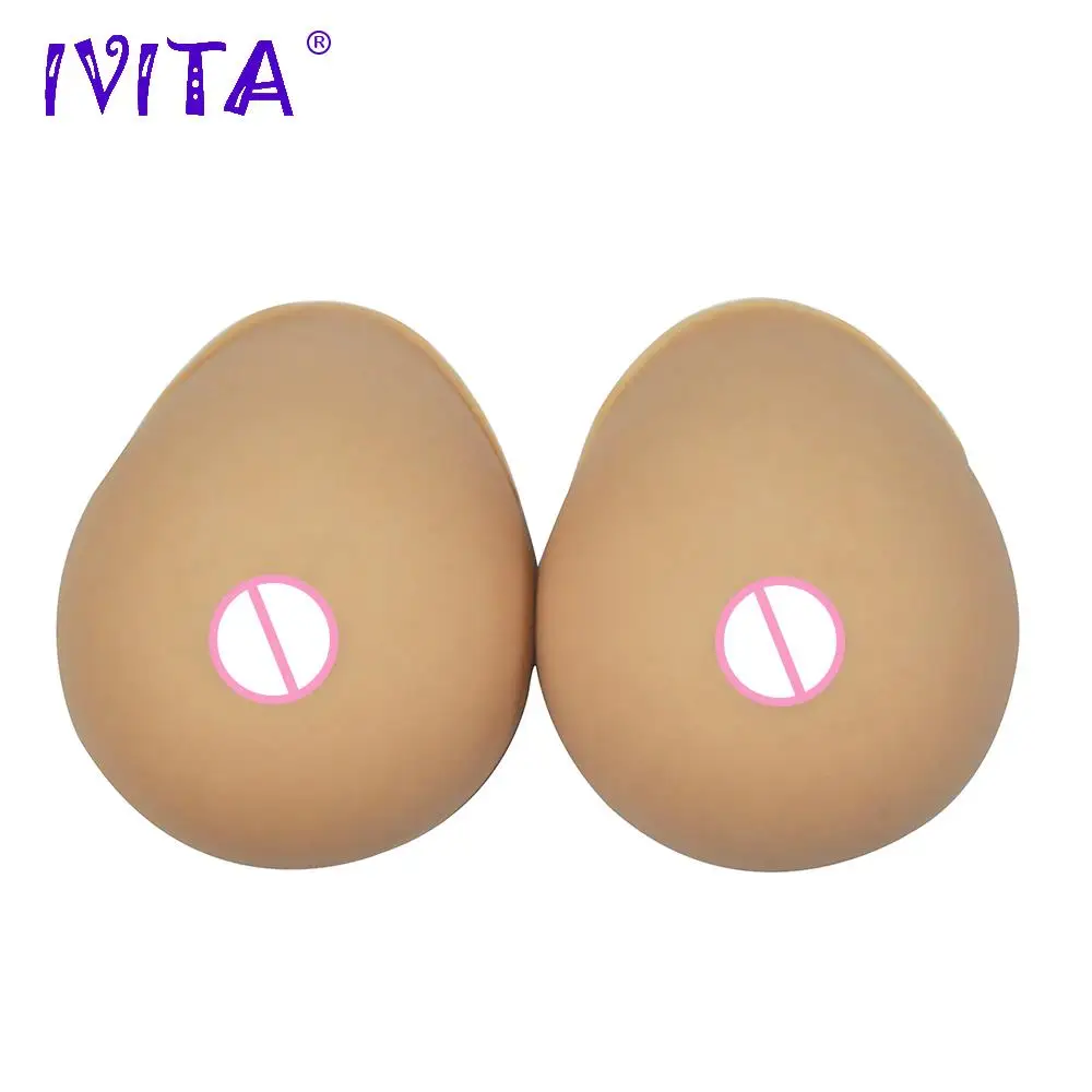 

IVITA 1000g Suntan Realistic Silicone Artificial Breast Forms Fake Boobs Enhancer CD Transvestite Costume Super Soft Silicone