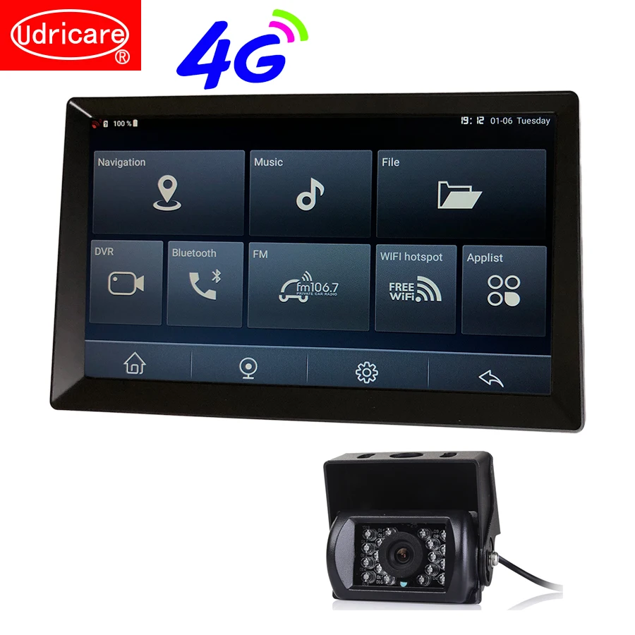 Udricare, 9 дюймов, Android, Bluetooth, телефон, автомобиль, грузовик, автобус, gps навигация, WiFi, Full HD, 1080 P, DVR, двойной объектив, камера заднего вида, DVR, gps