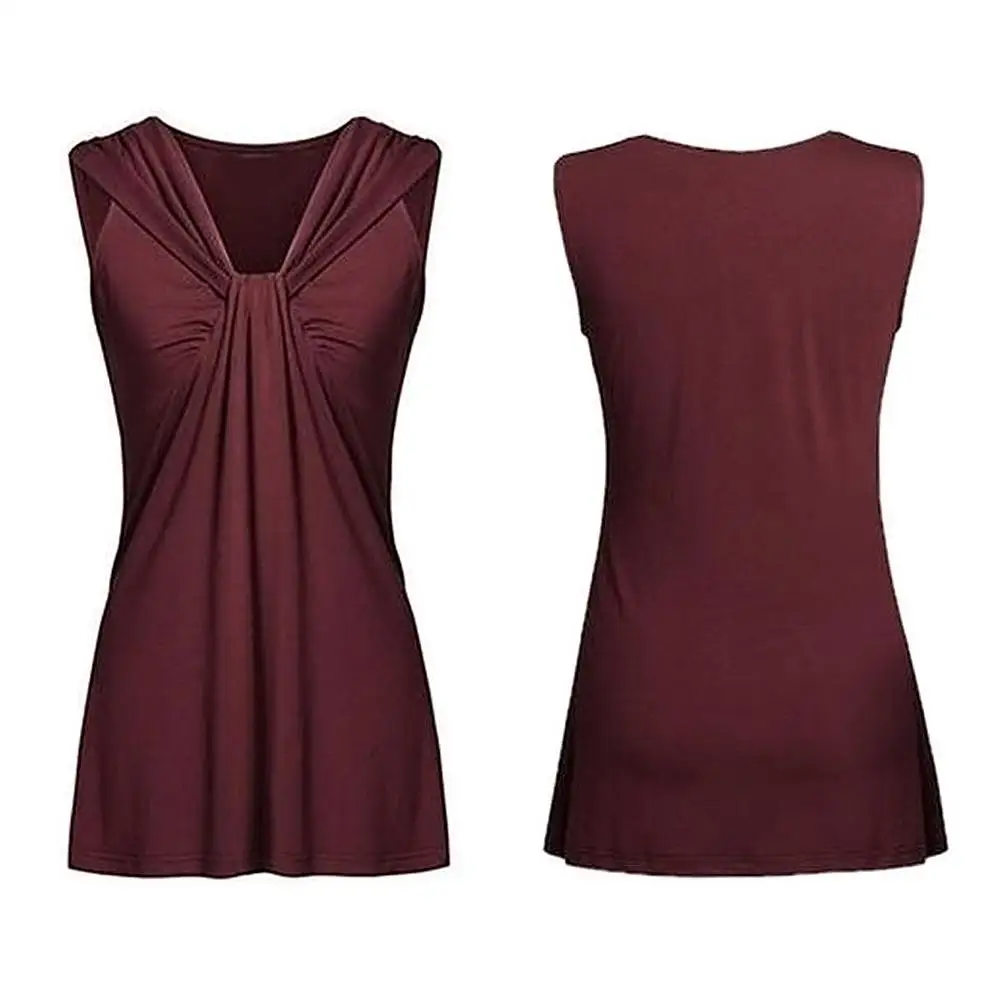 

Fashion Sexy Solid Color V-Neck Sleeveless T-Shirt Summer Women topplus size 5xl