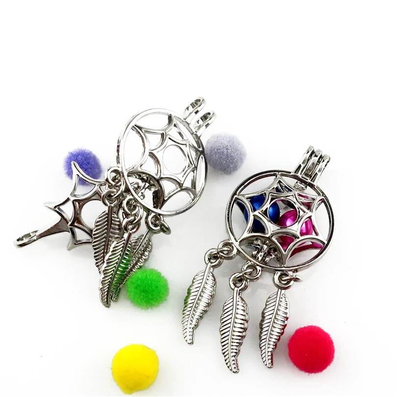 K732 Sliver Flowe Dream Catcher Charms Pearl Cage Aroma Stainless Steel Chain K732 Sliver Flowe Dream Catcher Charms Pearl Cage Aroma Stainless Steel Chain