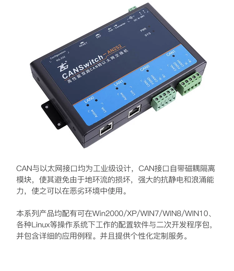 Преобразователь CAN-bus промышленный высокопроизводительный Ethernet к модулю CAN-bus