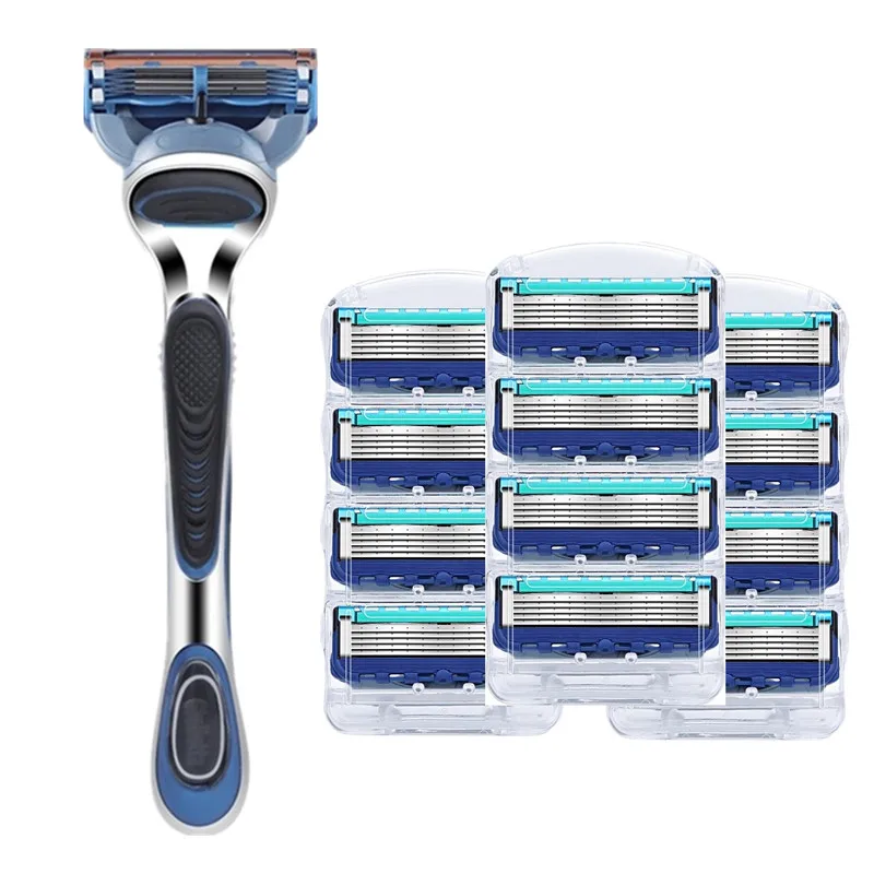 

1Holder +12PCS Razor Blade Compatible for Gillettee Fusione High Quality Men's Shaver Razor Blades 5 Layer Razor Blades