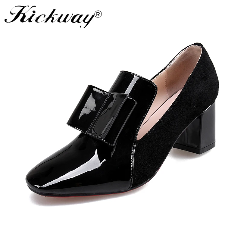 New 100% REAL PHOTO Red Bottom high heels pumps square toe cow suede shoes women ladies black ...