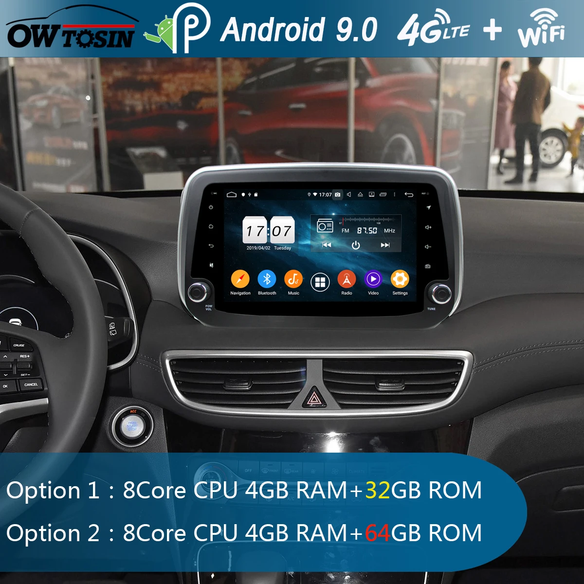 Sale 9" IPS 8 Core 4GB+64GB Android 9.0 Car Multimedia For Hyundai Tucson IX35 2018 2019 Radio GPS Navigation DSP CarPlay Parrot BT 1