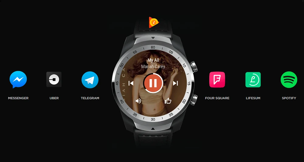 [Free QCY TWS] Ticwatch PRO Android носить NFC Google Pay gps Смарт часы IP68 Водонепроницаемый AMOLED дисплей smartwatchs для мужчин