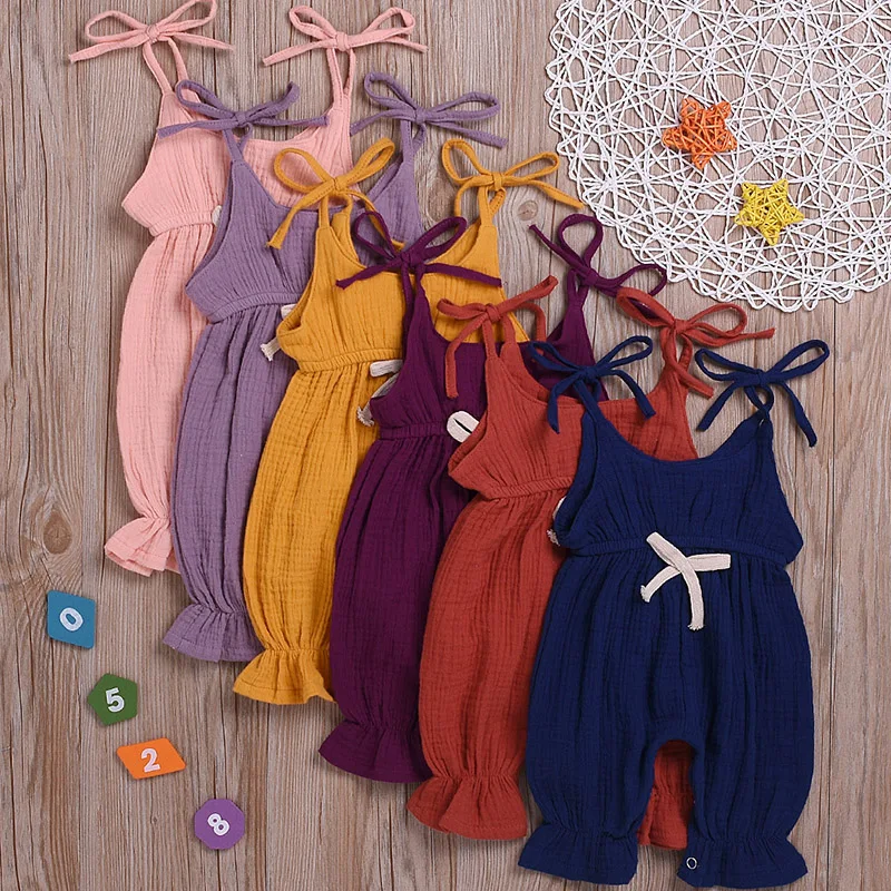 

Baby Clothing Summer Children's Clothing Girls Wear Sleeveless Clothes Romper Solid Cotton Spring and Summer Autumn Jumpsuit