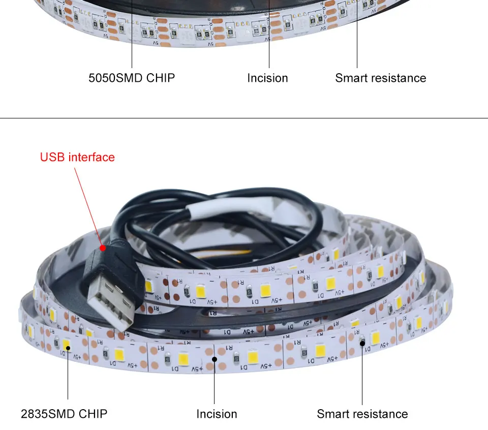 Foxanon USB DC 5 в 5050 2835 RGB Светодиодная лента 1 м 2 м 3 м 4 м 5 м 60 светодиодов/м водонепроницаемый гибкий светильник ИК пульт дистанционного управления для ТВ спальни Рождество