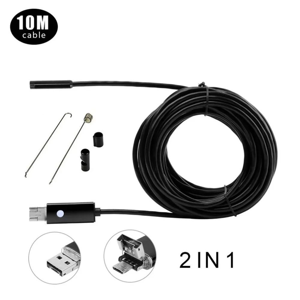 

HD 720P 8mm 10M 2 in 1 USB connector Endoscope Waterproof Borescope Inspection Camera Surpport to Android & PC System Black Red