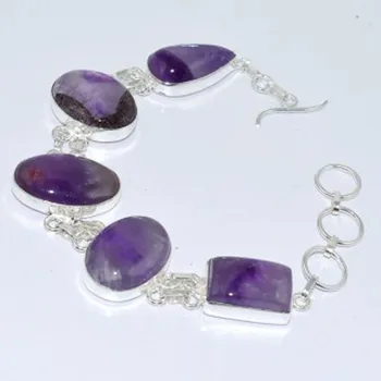 

Amethysts Bracelet Silver Overlay over Copper, 22.6cm , B3387
