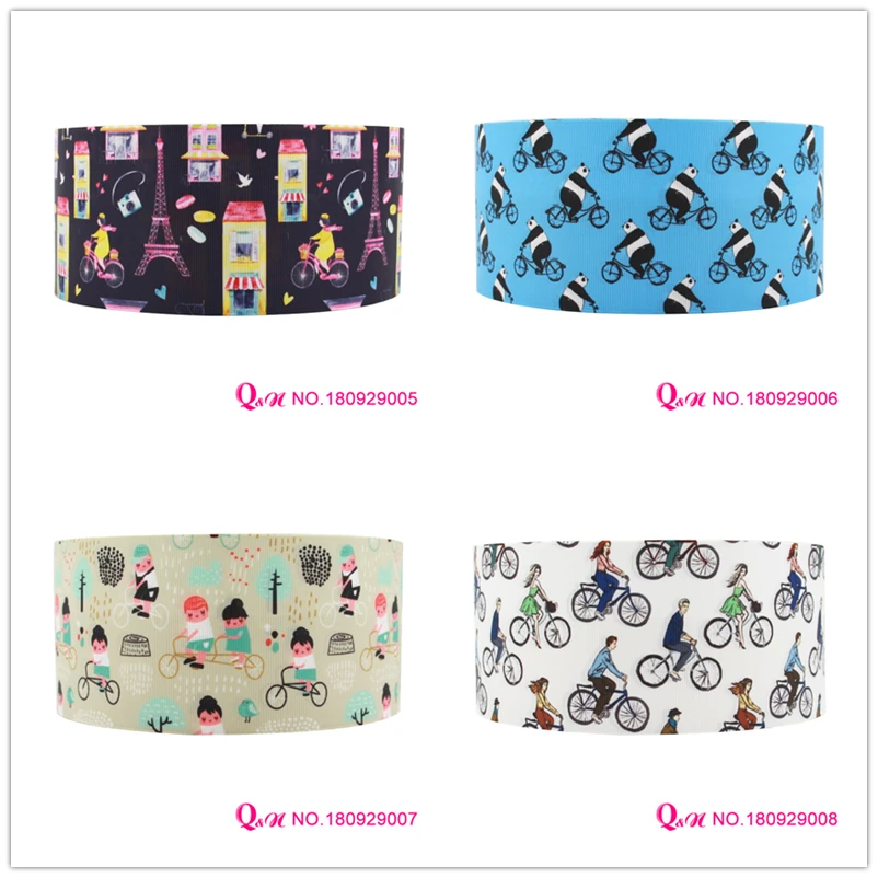 

10 yards lot 22mm 38mm 75mm 180929005 bike cartoon design printed grosgrain ribbons for wedding hairbows