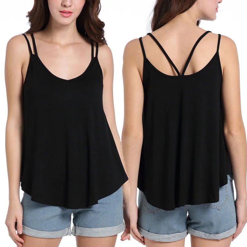 

Plus Size Women Clothes 2019 Fashion Summer Top Sling Tank Top Black Sexy Camis Ladies Tops