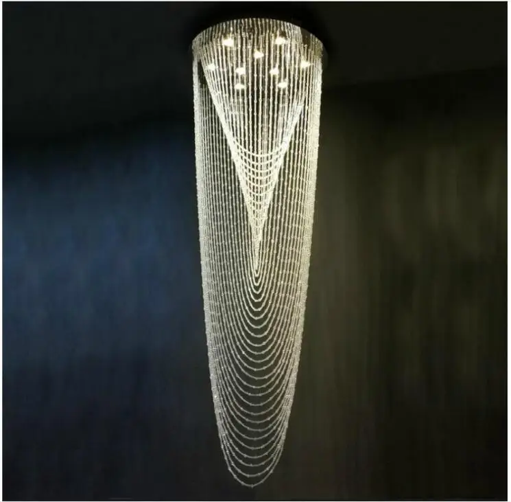 

Free Shipping Modern LED Pendant Light Hotel Lobby LED Modern Lamps Fixtures with Clear Crystal Staircase Hotel Lobby Pendant