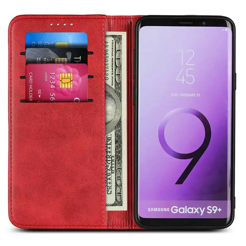 Магнитная флип чехол для samsung Galaxy S9 плюс Чехол ретро Роскошные из искусственной кожи телефон сумка чехол для samsung S9 S9Plus