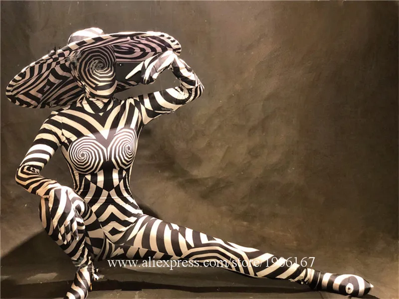 Halloween party party opening men and women combination play gogo masked zebra hat Siamese dance studio costume2