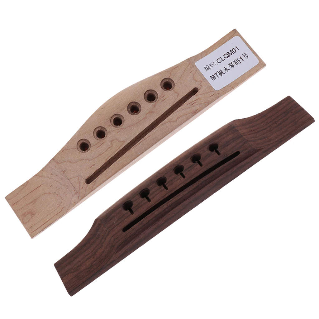Tooyful Acoustic Guitar Rosewood Bridge W/ Maple Bridge Musical Instrument Accessory Left Handed Guitar Bridge 