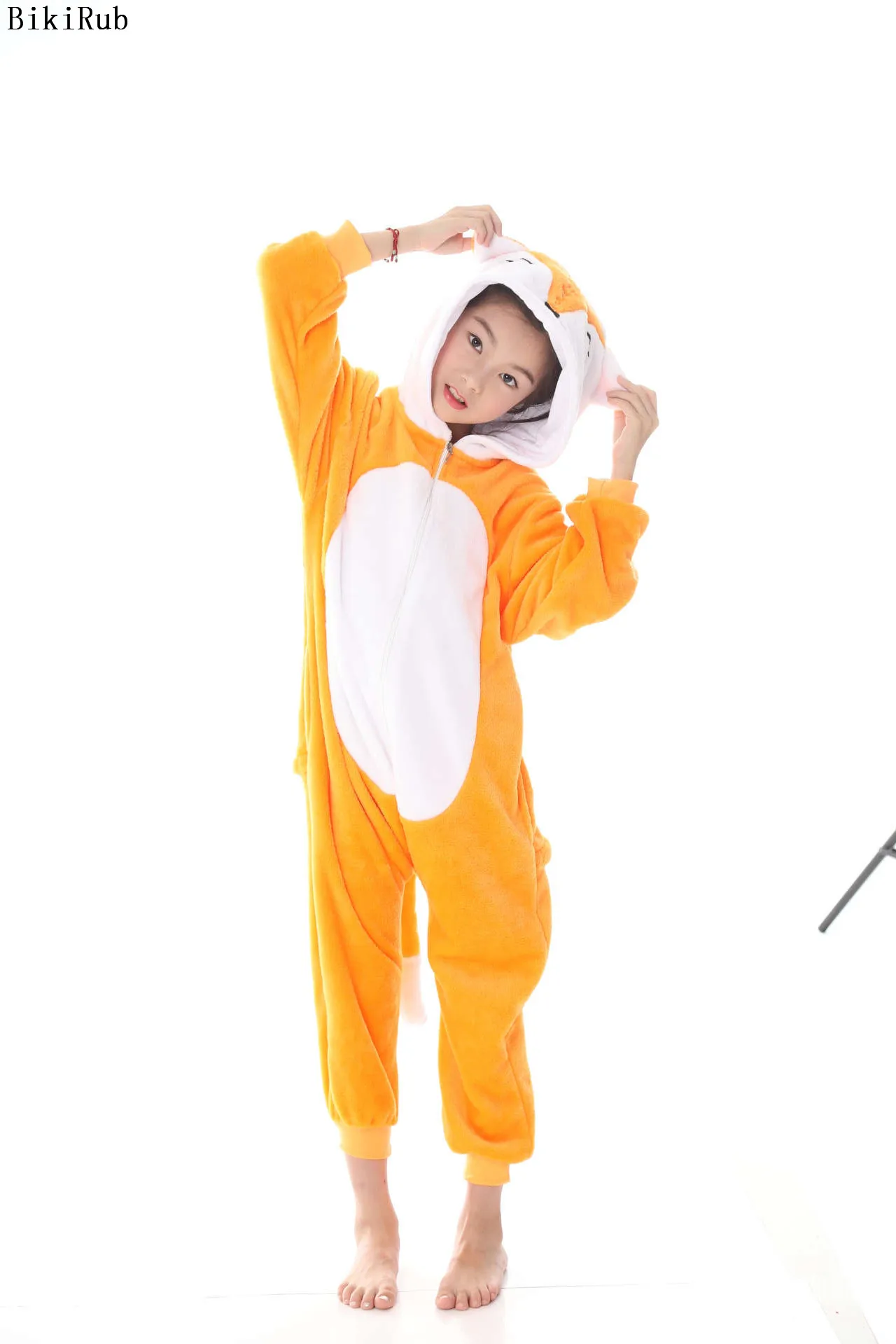 Детская Пижама BIKIRUB Kigurumi зимняя с капюшоном для мальчиков и девочек милый лиса
