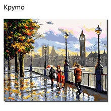 Парижская улица DIY живопись по номерам полотно ручной работы; рисунок домашний настенное искусство картина для гостиной уникальный подарок 40X50 VA-0196