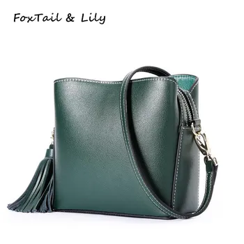 

FoxTail & Lily Ladies Genuine Leather Hand Bags Popular Tassel Mini Shoulder Bag for Women Small Messenger Bags Luxury Quality