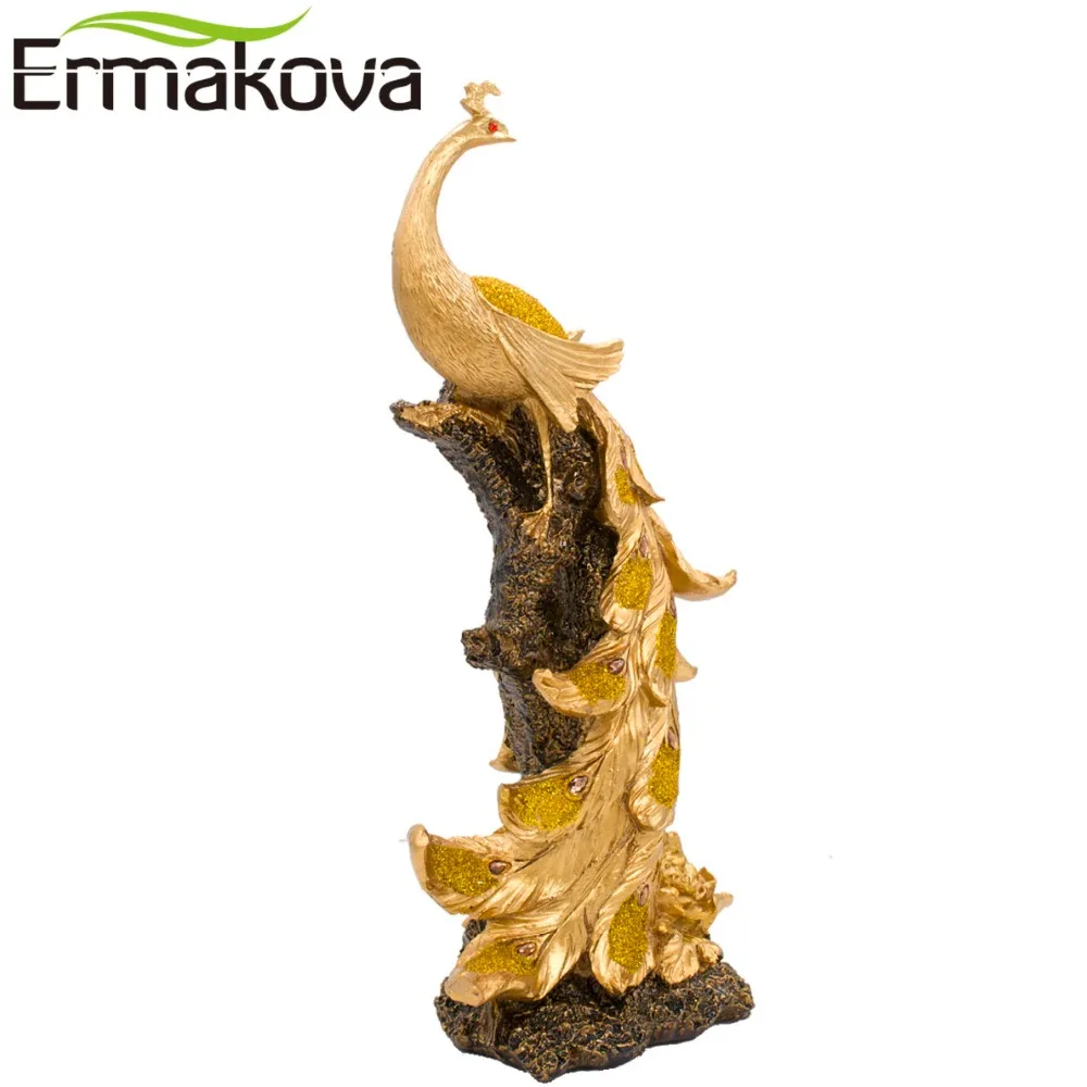 ERMAKOVA фигурка Феникса из смолы 42 см (16 5 &quot) чисто Золотая чудо птица статуя