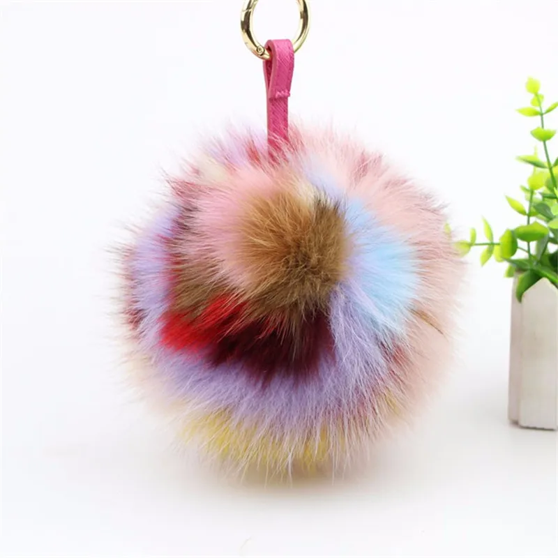 

Multi Colored Fox Fur Keychain 15-18cm Genuine Fox Fur Pompom Keychain In Multicolor Pompom Bag Accessories Fur With Ring
