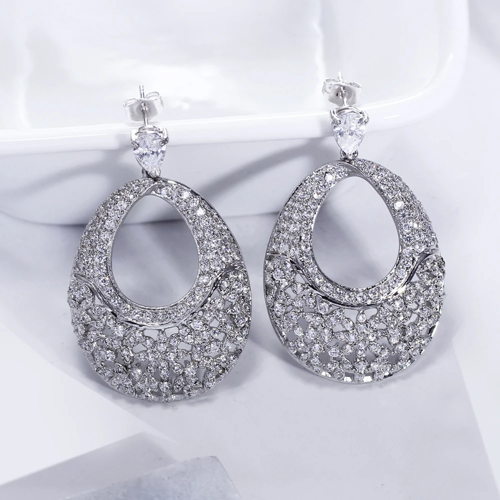 New elegant drop Earrings pendientes mujer moda brincos oorbellen aretes orecchini Statement crystal aretes de novia Earrings