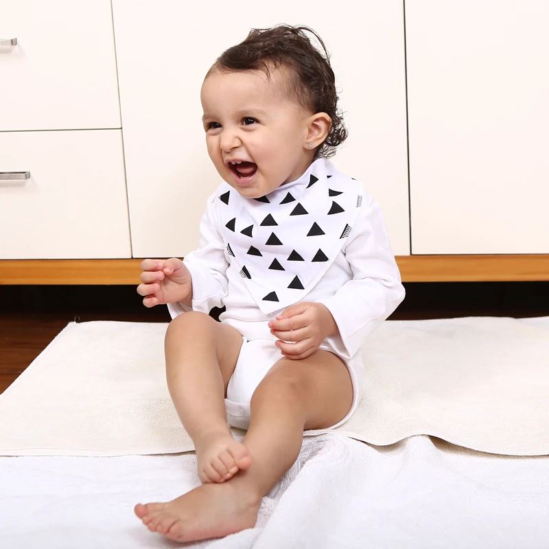 8Pcs/Lot Soft Comfortable Colorful 100% Organic Cotton And Baby Bandana For Boys &Girls Infant Adjustable Snaps Saliva Baby Bibs designer baby accessories