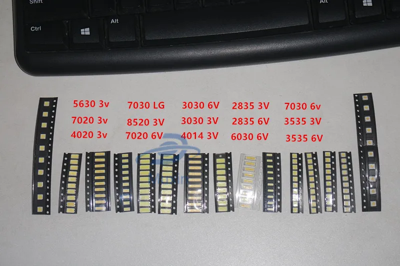 Комплект светодиодов SMD 150 шт./лот 1 Вт 3 в/6 в 2835/3030/2828/3535/5630/7020/7030/4020/4014/7032 для