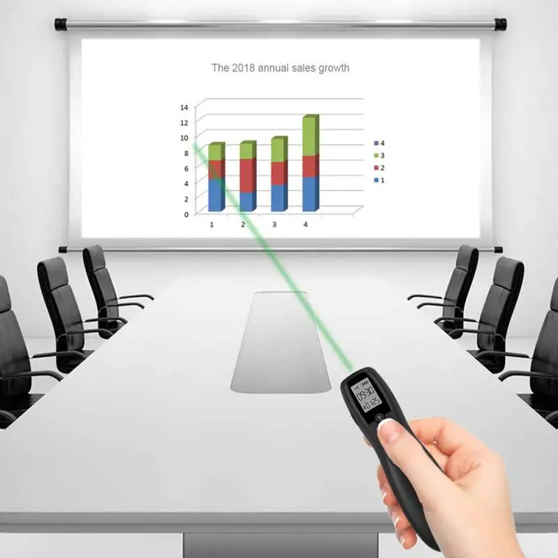 Лазерная ручка с откидной ручкой беспроводная презентация перезаряжаемая Зеленая лазерная указка с светодиодный дисплеем для презентаций Powerpoint пульт дистанционного управления