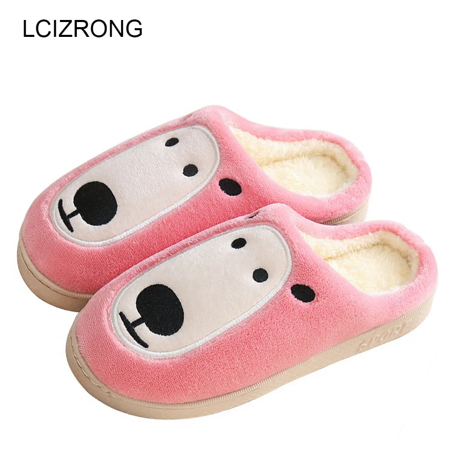 

LCIZRONG Women Home Slippers Warm Dog Cartoon Slipper Woman Winter Plus Indoor Warm Women Faux Fur Slippers Lovely House Shoes