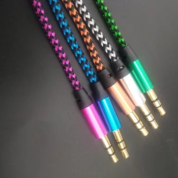 

1m Nylon Aux Cable 3.5 mm Male to Male Jack Auto Car Audio Cable line for BMW X-series 3-series 5-series 7-series E F-series