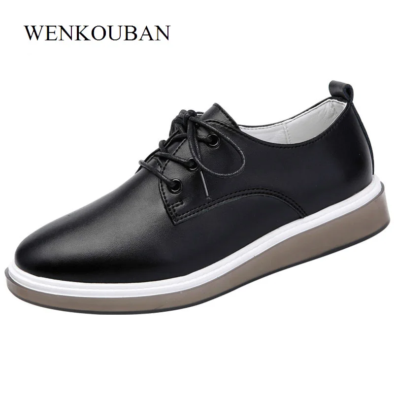 

Leather Shoes Women Flats Oxford Summer Lace Up Black Moccasins Pointed Toe Ladies Flat White Shoes Tenis Feminino Casual 2018
