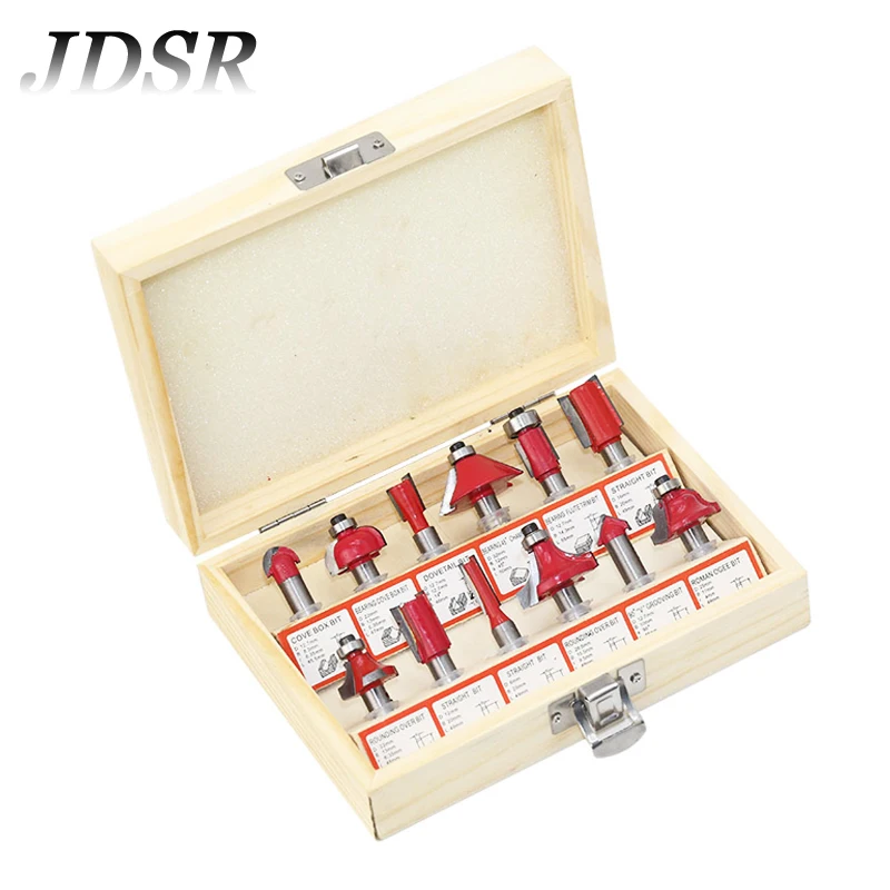 

JDSR 12Pcs Milling Cutter Router Bit Set 8mm Shank Woodworking Tenon Milling Cutter Wood Working Engraving Carving Cutting Tools