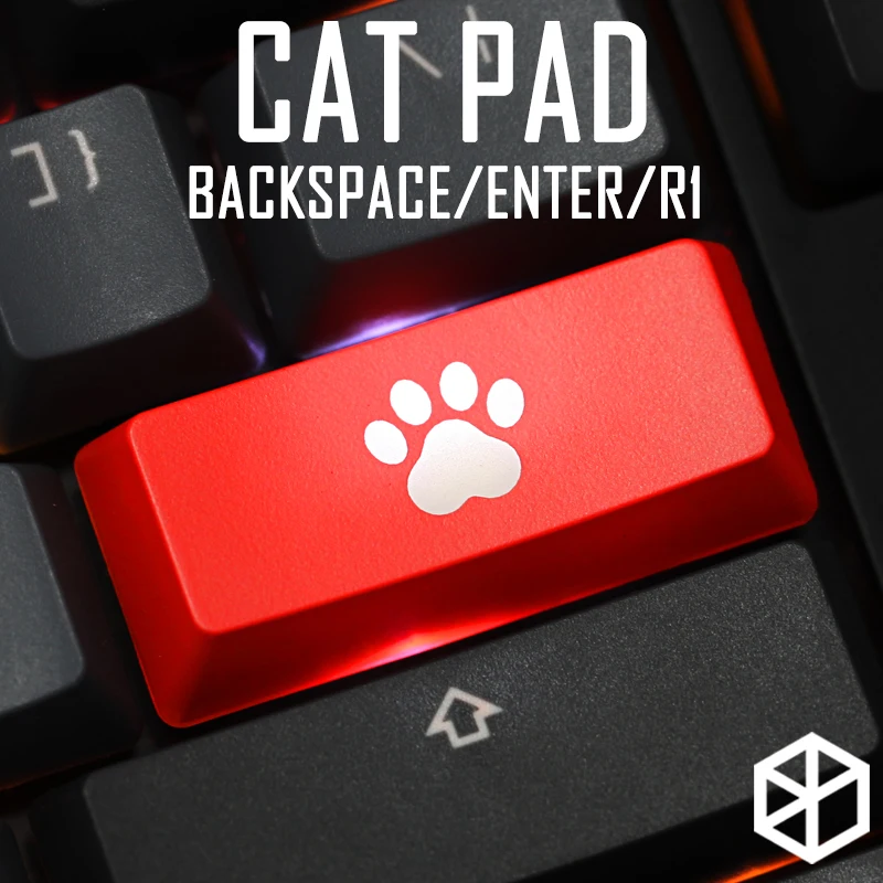 

Novelty Shine Through Keycaps ABS Etched, Shine-Through cat pad black red custom mechanical keyboard enter backspace r4 r1