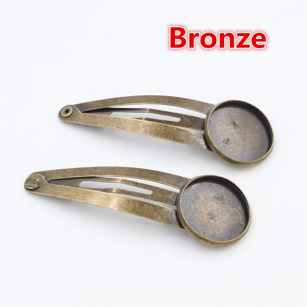 16mm 18mm 10pcs High Quality Bronze Silver Plated Rhodium Copper Material Hairpin Hair Clips Hairpin Base Setting Cabochon Cameo 