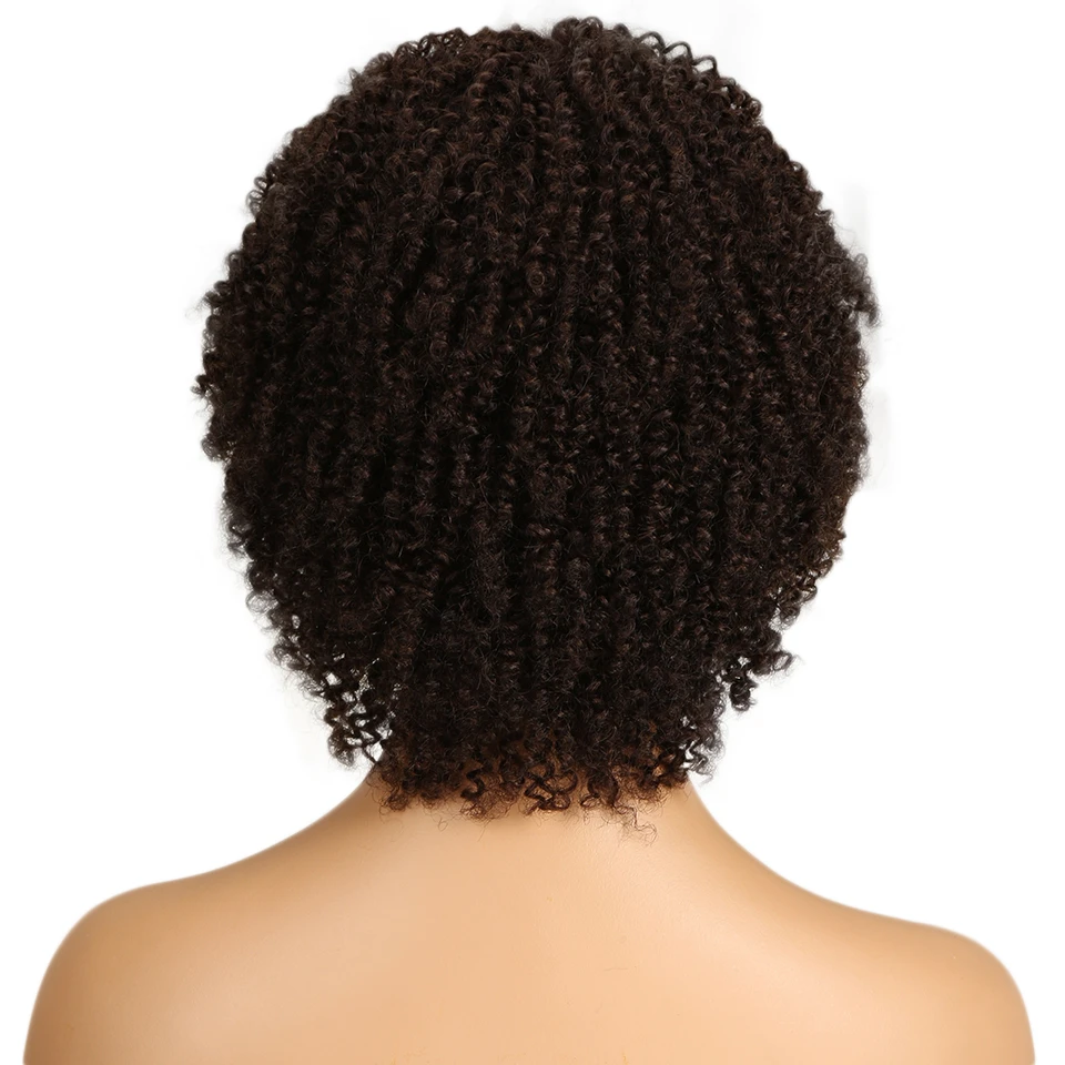 Гладкий афро кудрявый парик Бразильские короткие парики из человеческих волос для женщин вьющиеся человеческие волосы парик Омбре парик