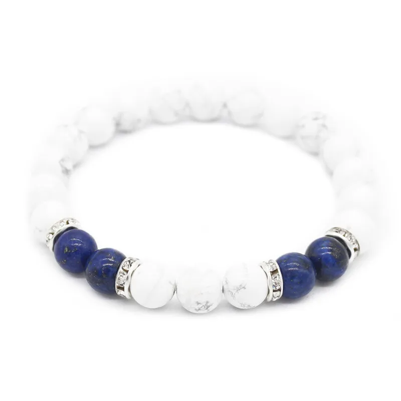 Poshfeel 8 мм белый и бусины из розовых камней браслеты и браслеты с кристаллами браслеты для женщин Mbr170430 - Окраска металла: dark blue