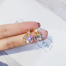 Классические круглые Кристальные женские серьги-гвоздики, индивидуальные простые круглые серьги, модные ювелирные изделия, Женские аксессуары, свадебные серьги