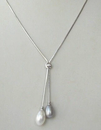 

***Hot sale stunning big 8-9mm baroque white gray freshwater pearl necklace pendant