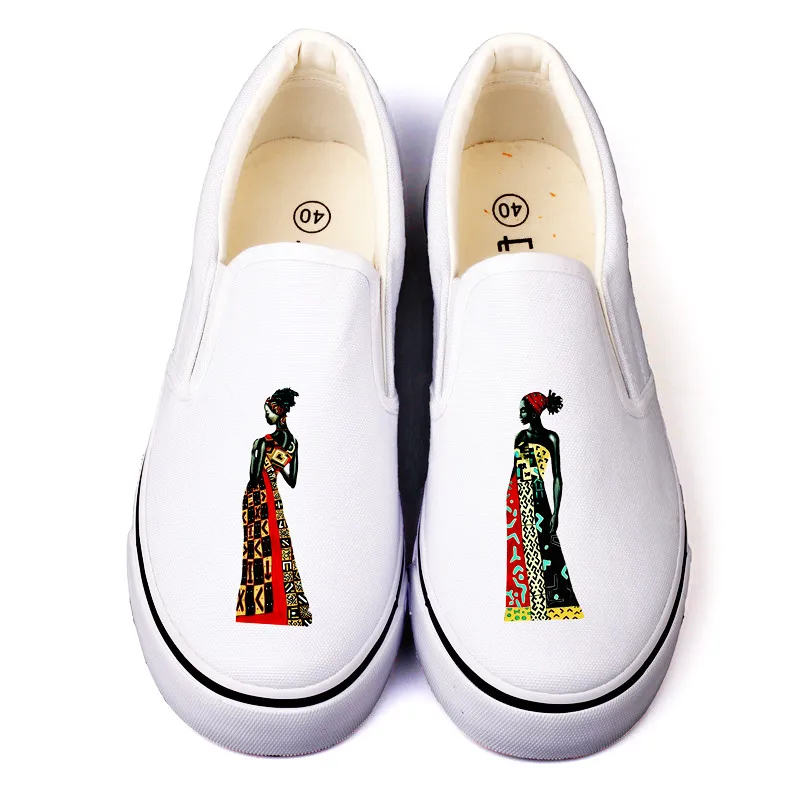 

Top Brand African Style Women Flat Canvas Shoes Low Top Casual Loafers Unique Design Africans Ladies Slip On Shoes Espadrilles
