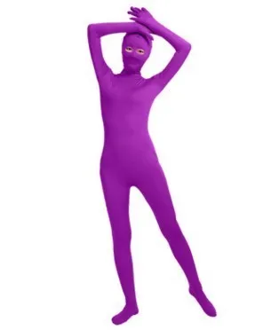 Женский Облегающий комбинезон Zentai Фиолетовый из спандекса с открытыми глазами