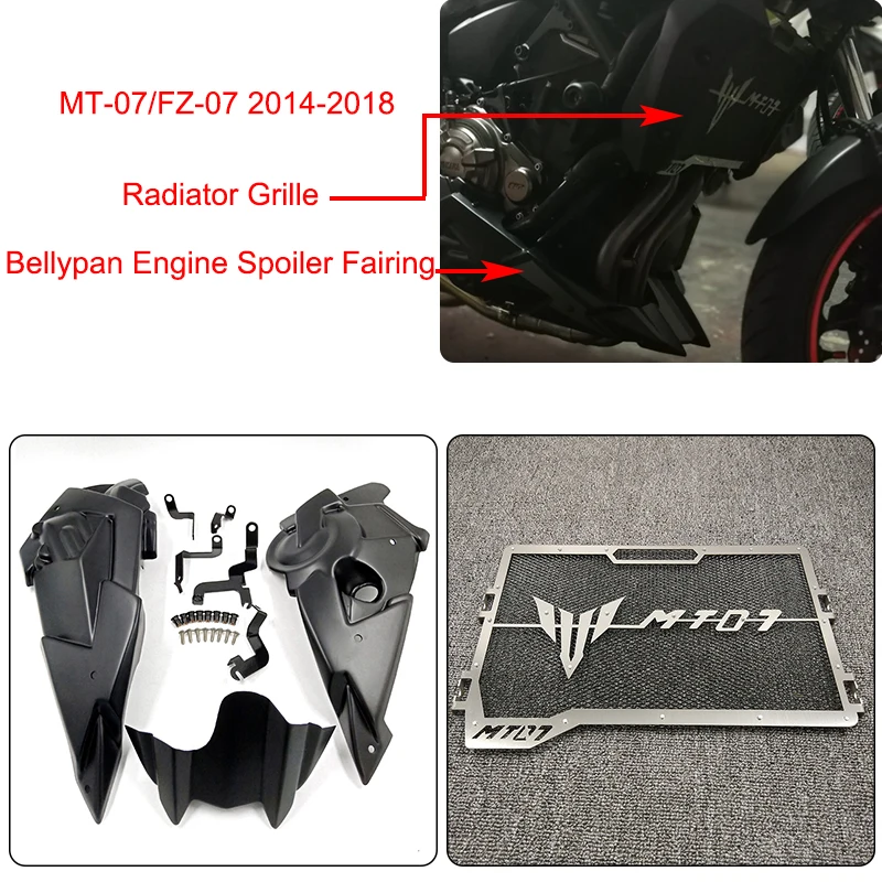 MT-07 FZ-07 мотоцикл нижний щиток двигателя обтекатель спойлера и монтажный комплект для Yamaha FZ-07 MT-07 FZ07 MT07