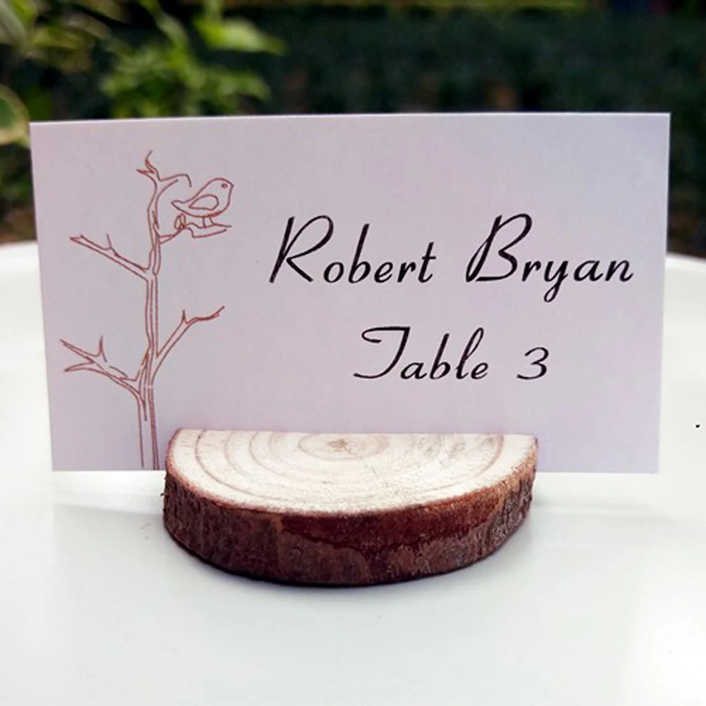 Hot Sale Rustic Wedding Card + Wood Holder Set Place Name Table Number Card Decor for Wedding Favor Wood Photo Holder Decoration