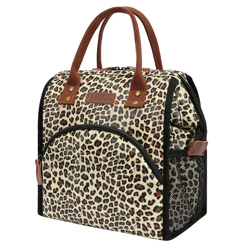 

New Canvas Double Layer Cooler Lunch Bag Printed Insulated Thermal Food Picnic Handbag Large Capacity Lunch Box Tote Meal Bag#40